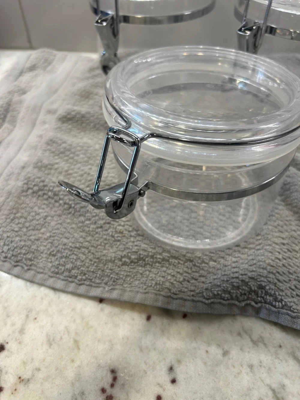 Clear Airtight plastic Canisters with Silver Hardware (Set of 3)